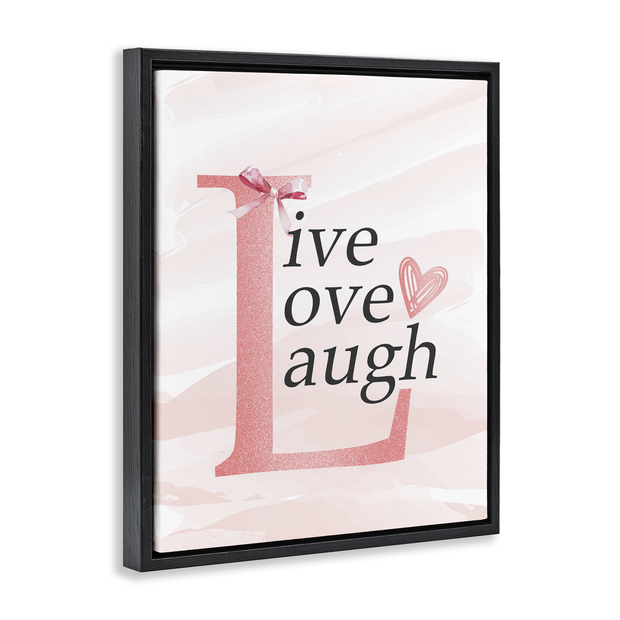 Live Love Laugh Pastel Black Framed Floater Canvas Wall Art, design by Kim Allen