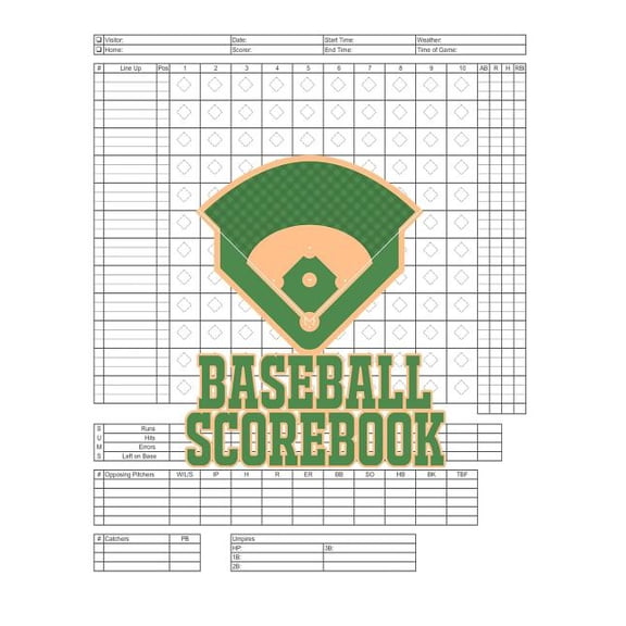 Baseball Scorebook: 100 Scoring Sheets For Baseball and Softball Games, Glover's Scorebooks, Large (8.5X 11), (Paperback)