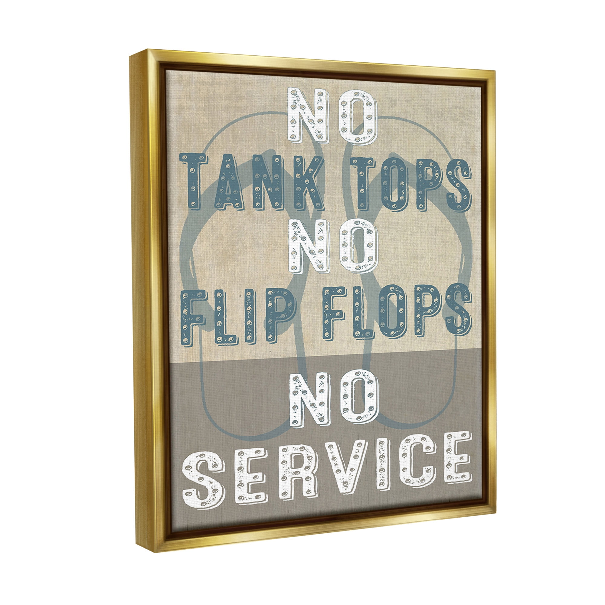 Stupell Industries Summer No Service Sign Typography Painting Gold Floater Framed Canvas Art Print Wall Art, 25 x 31