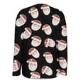 thumbnail image 4 of Christmas Outfits Women Drapped Cardigan Open Front Long Sleeve Coat with Santa Claus/Snowflake/Xmas Tree Prints (XL, Black), 4 of 7