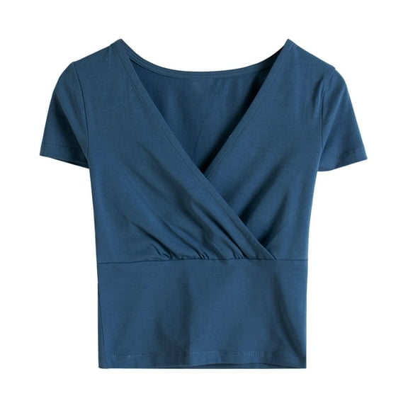 Womens Summer Tops Athletic Fit Shirt Womens under Shirts Long Sleeved Long Sleeve Tops for Women Sexy Swim Wear Lightweight Tunic Women's Sports Shirts Short Sleeve Shirt Women Casual Wrap Top S