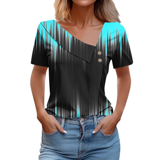 Birdeem Chemise Imprimée pour Femmes Printemps/été Manches Courtes T-Shirt Décontracté à Boutons