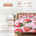 thumbnail image 6 of 3 Piece Red Strawberry Duvet Cover Set California King, Microfiber Comforter/Quilt Cover with Corner Ties and 2 Pillowcases, Pink Watercolor Modern Art All Season Soft Bedding with Zipper Closure, 6 of 8