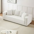 thumbnail image 4 of Tabaray 89" Modern Sofa Couch for Living Room, Modern Upholstered Sponge Sofa Corduroy Fabric Couch w 17.71" Seat Height for Home Office, Living Room, Space Saving,No Assembly Sofa Feet + White, 4 of 7