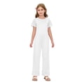 thumbnail image 4 of WAYUTE Girls Overalls Solid Color Wide Straps Basic Jumpsuit with Pockets Comfortable Play Outfit for Toddler Kids Casual Summer, 4 of 4