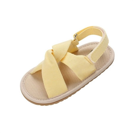 

Lovskoo 2024 Unisex Baby First Walking Shoes 0-15 Months Infant Slingback Sandals Toddler Boys Girls Shoes Soft Sole Non-Slip Sandals Yellow