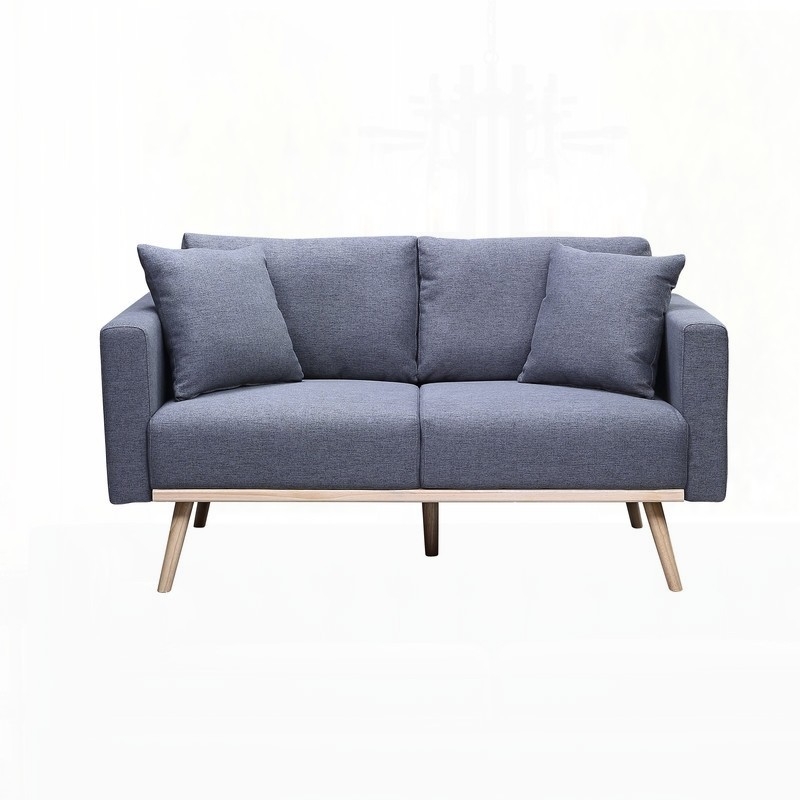 Modern Gray Linen Fabric Loveseat for Living Room with USB & Pockets (75"x30"x30"H)
