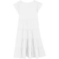 thumbnail image 4 of Kiijoy Big Girls Flutter Sleeve Tiered Midi Dress Solid Color Casual Party A Line Dress, 4 of 6