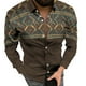 thumbnail image 1 of Camisas De Lino Para Hombre Camisa de manga larga con solapa y hebilla de bolsillo con impresión digital 3D para hombre (Brown, XXL), 1 of 5