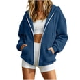 thumbnail image 3 of Nugftut Womens Hoodies with Zippers Long Sleeve Sweatshirts Casual Waffle Hooded Jackets with Pockets, 3 of 5