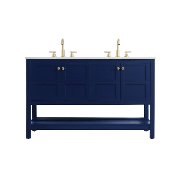 Elegant Lighting VF16454DBL Theo 54" Free Standing Double Basin Vanity Set - Blue