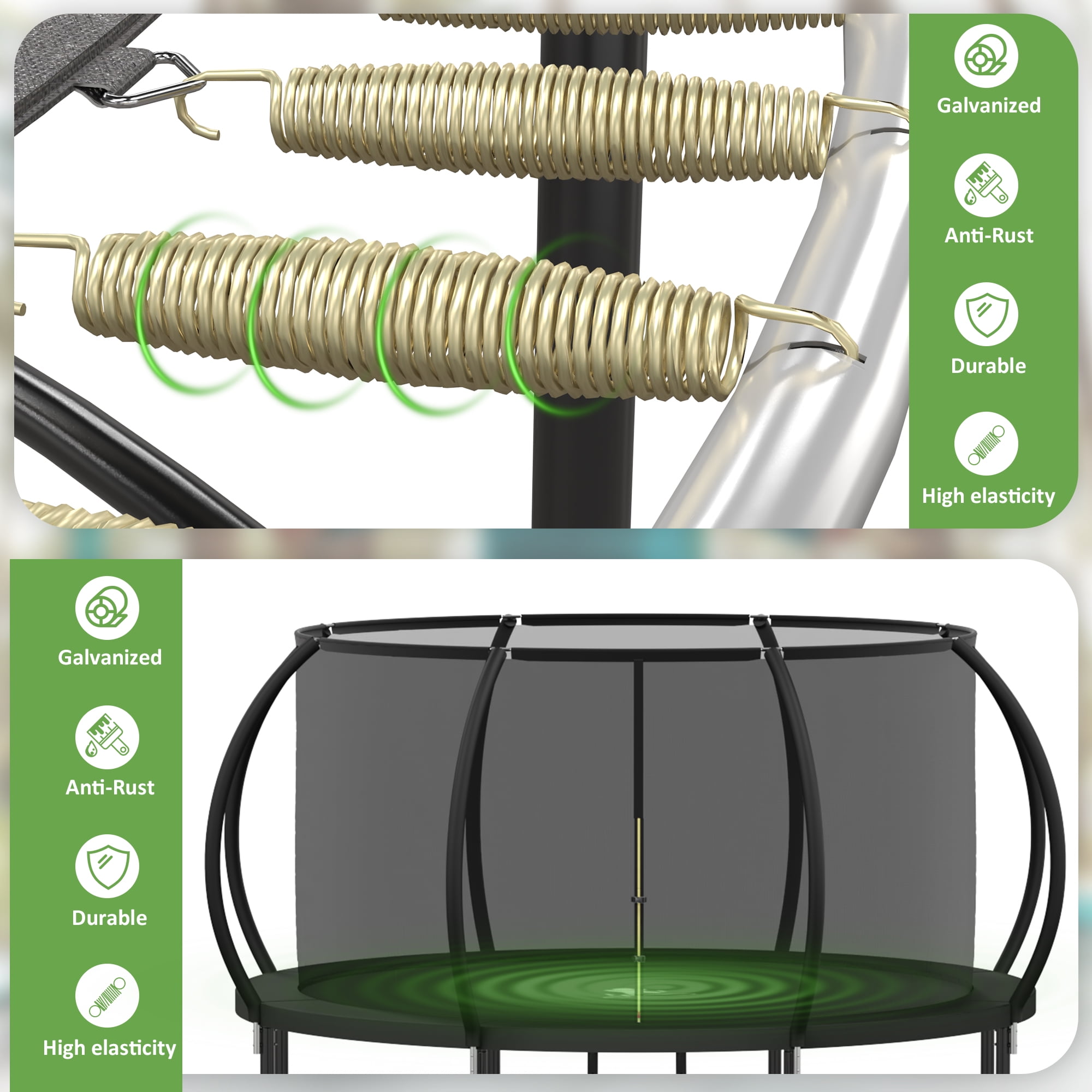 Polar Aurora 12Ft Outdoor Backyard Trampoline for Kids Adults Family Happy Time with Safety Enclosure Net, Non-Slip Ladder,Spring Pad Combo Bounce Jump Recreational Trampoline