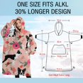 thumbnail image 4 of Oversized Wearable Blanket Hoodie,Boston Terrier Dog and Flower Florals Sherpa Blanket Hoodie with Super Pockets,Super Warm Fuzzy Pullover for Women & Men, 4 of 6