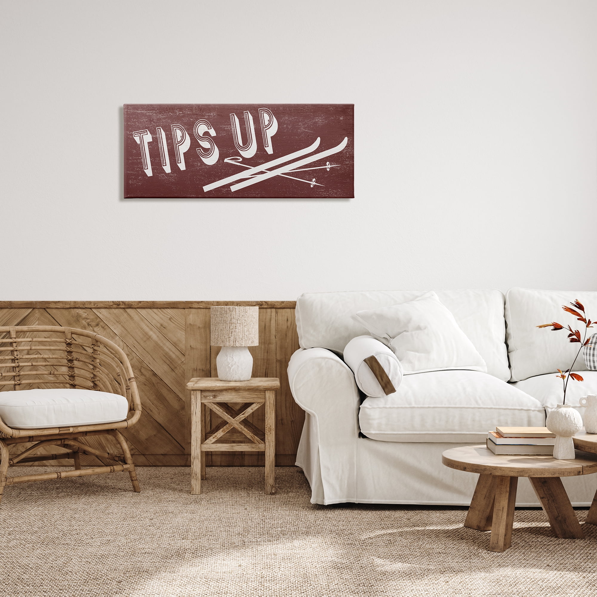 Stupell Industries Tips Up Phrase Retro Typography Ski Winter Sport, 40 x 17, Design by Daphne Polselli