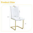 thumbnail image 2 of White PU Dining Chair Set of 6, Unique Design, Gold Metal Legs, Suitable for Office, Restaurant, Kitchen, Conference Room, 2 of 9