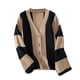 thumbnail image 1 of Chaquetas y abrigos casuales sin capucha de manga larga para mujer, suéter de punto holgado de invierno con contraste de color, cárdigan de manga larga, abrigo superior de poliéster para mujer, 1 of 4