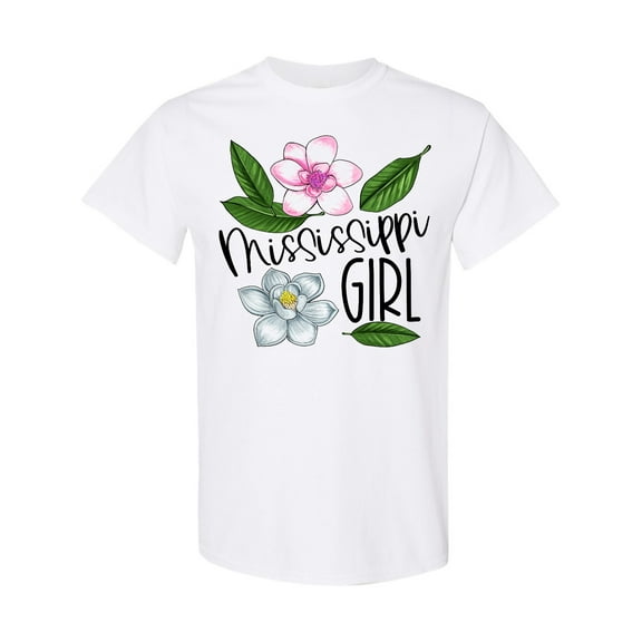 Inktastic Mississippi Girl Magnolia Flowers and Leaves T-Shirt