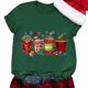 thumbnail image 1 of Gibobby Tops navideños para mujer Navidad Casual Navidad Muñeco de nieve Impresión Cuello redondo Manga corta Camiseta suelta Blusa Tops(Verde,XG), 1 of 5