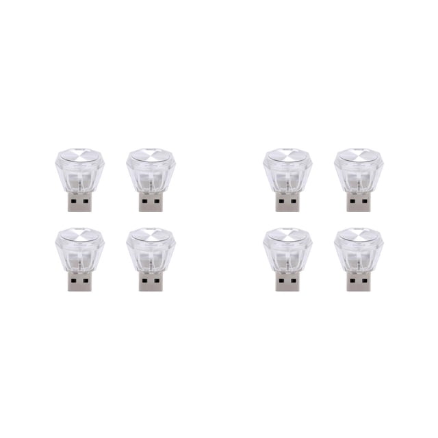 Speravity 4 piezas Mini USB Car Ambient Plug Play Light Iluminación nocturna colorida Accesorios de luz de emergencia decorativos Blanco Luz blanca 2piezas