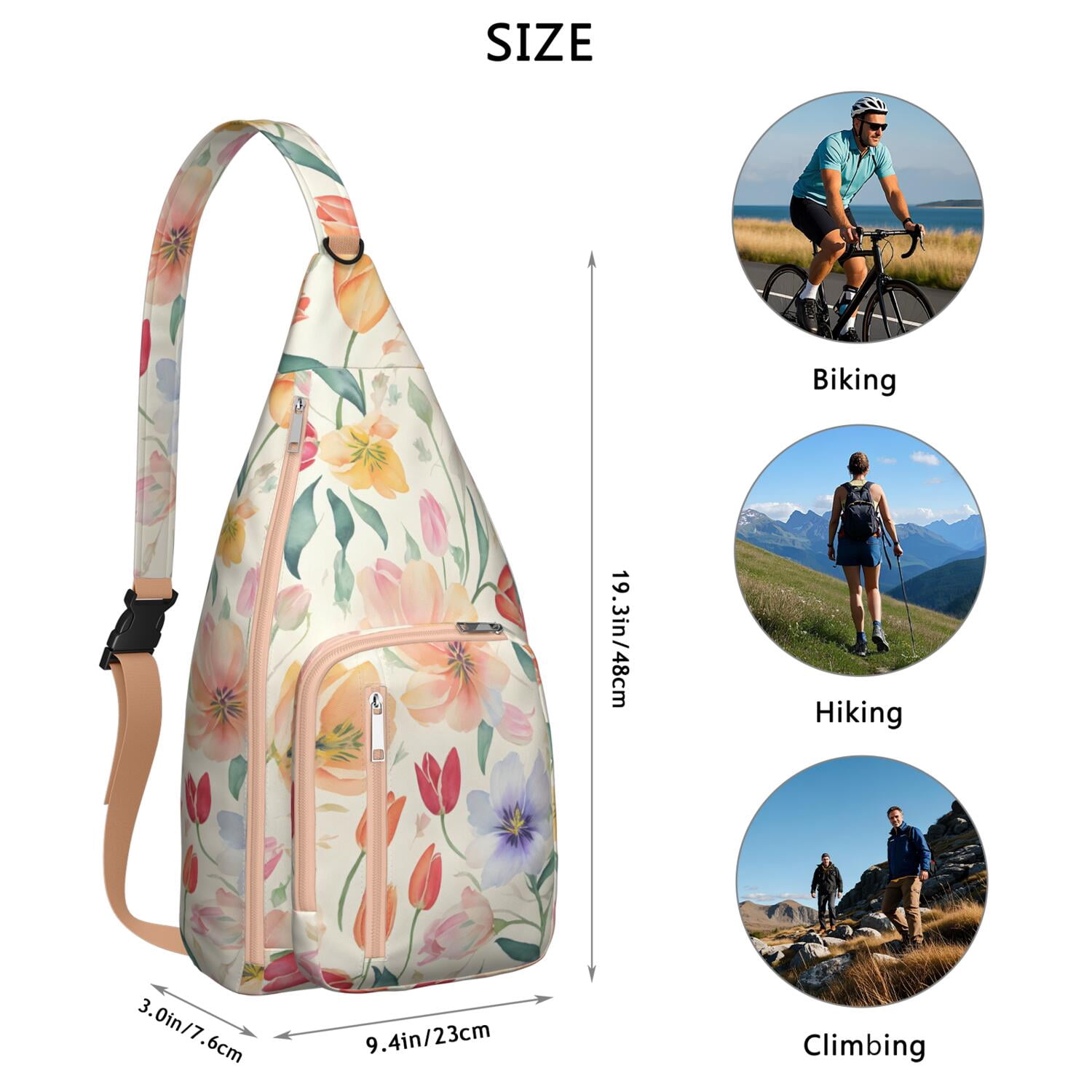 Durable Breathable Sling Bag with Sunflower Pattern for Tactical Use
