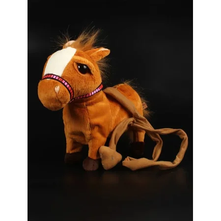 Victoria Bella Musical Plush Toy Singing and Dancing Horse 11" x 12" x 4.25" Wonderful Gift for Any Child or Adult Symbol of 2026, Light Brown