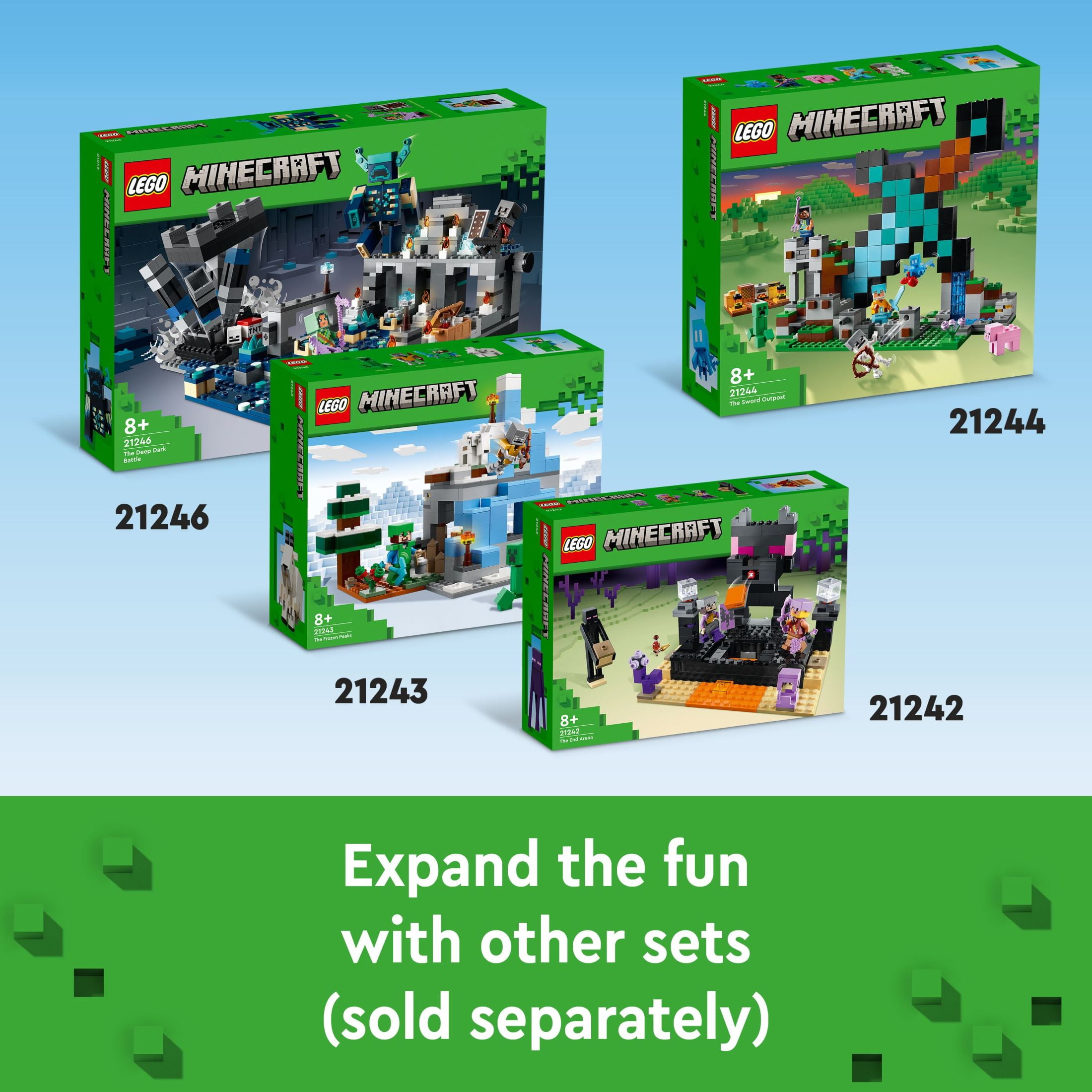 LEGO Minecraft The Sword Outpost Building Set with Creeper, Warrior, Pig & Skeleton Figures, 21244