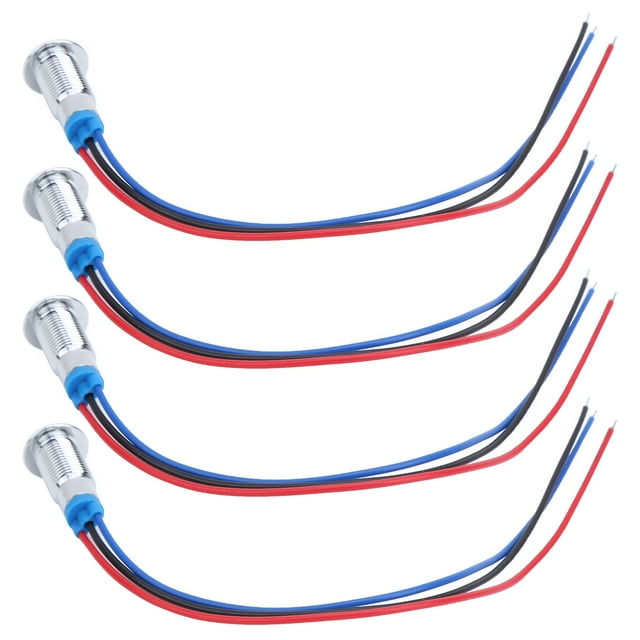 Juego de 4 luces indicadoras LED Bling Bling ánodo común metal 8 mm 1224 V rojo azul