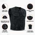 thumbnail image 3 of Daniel Smart Men’s Canvas Motorcycle Vest – Club Style Sleeveless Riding Vest with Multiple Utility Pockets, 3 of 4