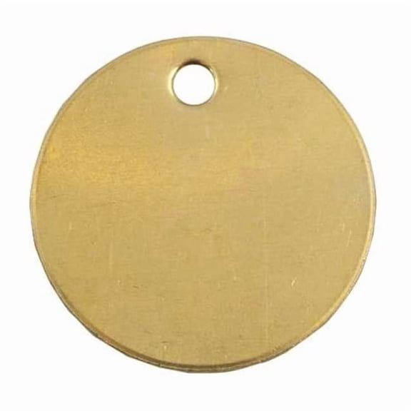 Blank Tag, Brass, 2 in H x 2 in W, 2 in Dia., Brass, Round, 25 PK