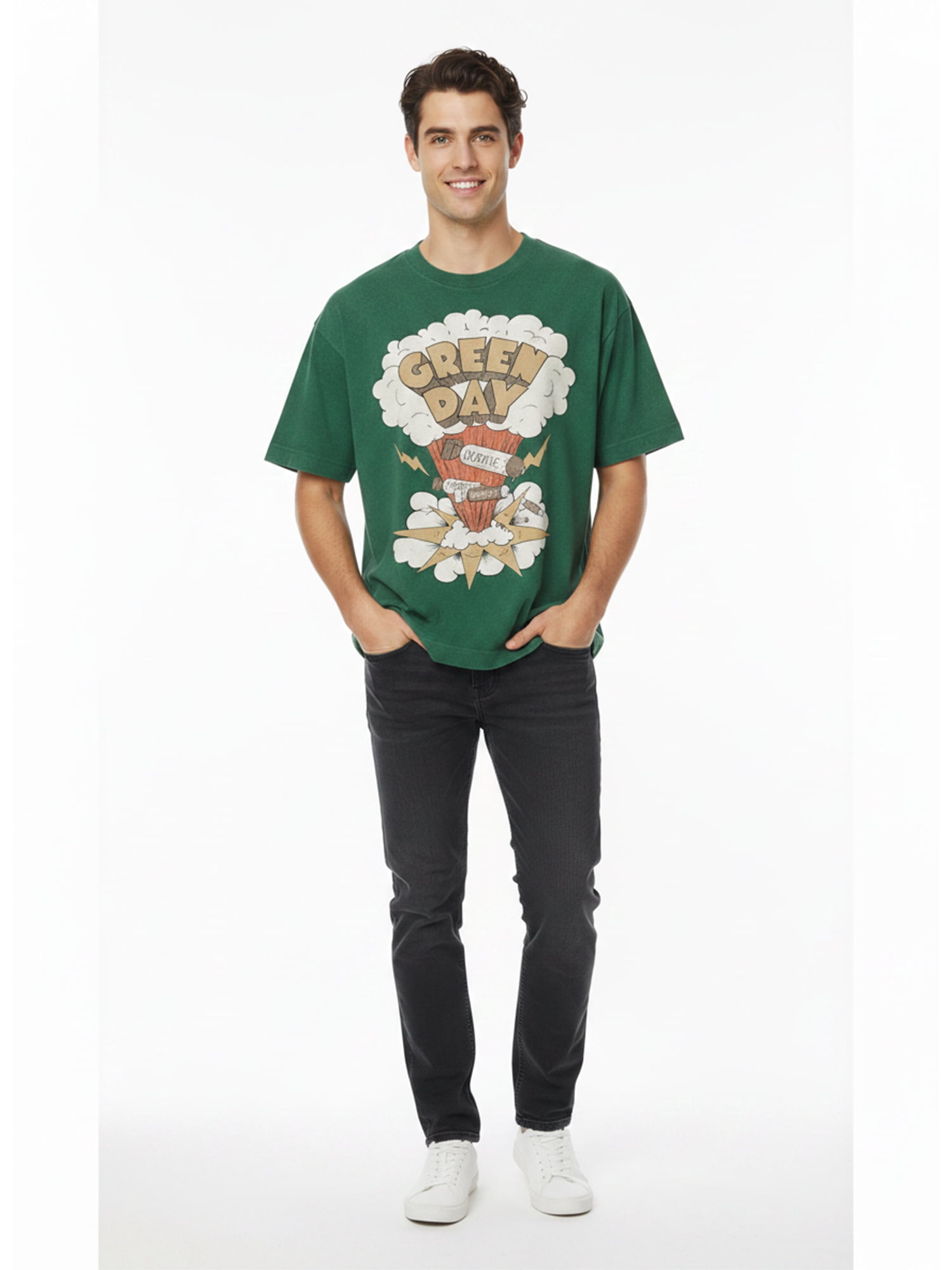 Green Day Men's Mineral Washed Boxy Fit Graphic Tee Shirt, Sizes XS-4XLT