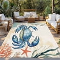 thumbnail image 2 of Blue Teal Crab Coastal Outdoor Rug 4x6 Ft - Reversible Patio Rug Outdoor Camping Rugs, Nautical Coral Starfish Beach Washable Indoor Outdoor Area Rugs, Non-Slip Outdoor Carpet Runner for Deck/Porch, 2 of 8