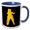 Blue/White, variant on 3drose, a Cool Pair of Tango Dancers. Yellow Silhouettes on Black Backdrop, 11oz Two-tone Red Mug