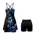 thumbnail image 3 of KEIAHUAN Blue Butterfly Women Tennis Dress 2 Piece Set Casual Golf Outfits with Shorts Spaghetti Strap Golf Dress with Pocket Quick Dry Backless Athletic Dress Workout Wear Medium, 3 of 7