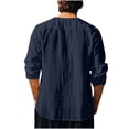 thumbnail image 4 of zbxnLI Mens Linen Shirts Drawstring V Neck Long Sleeve Shirt Lightweight Spring Fall Long Sleeve T-Shirts, 4 of 8