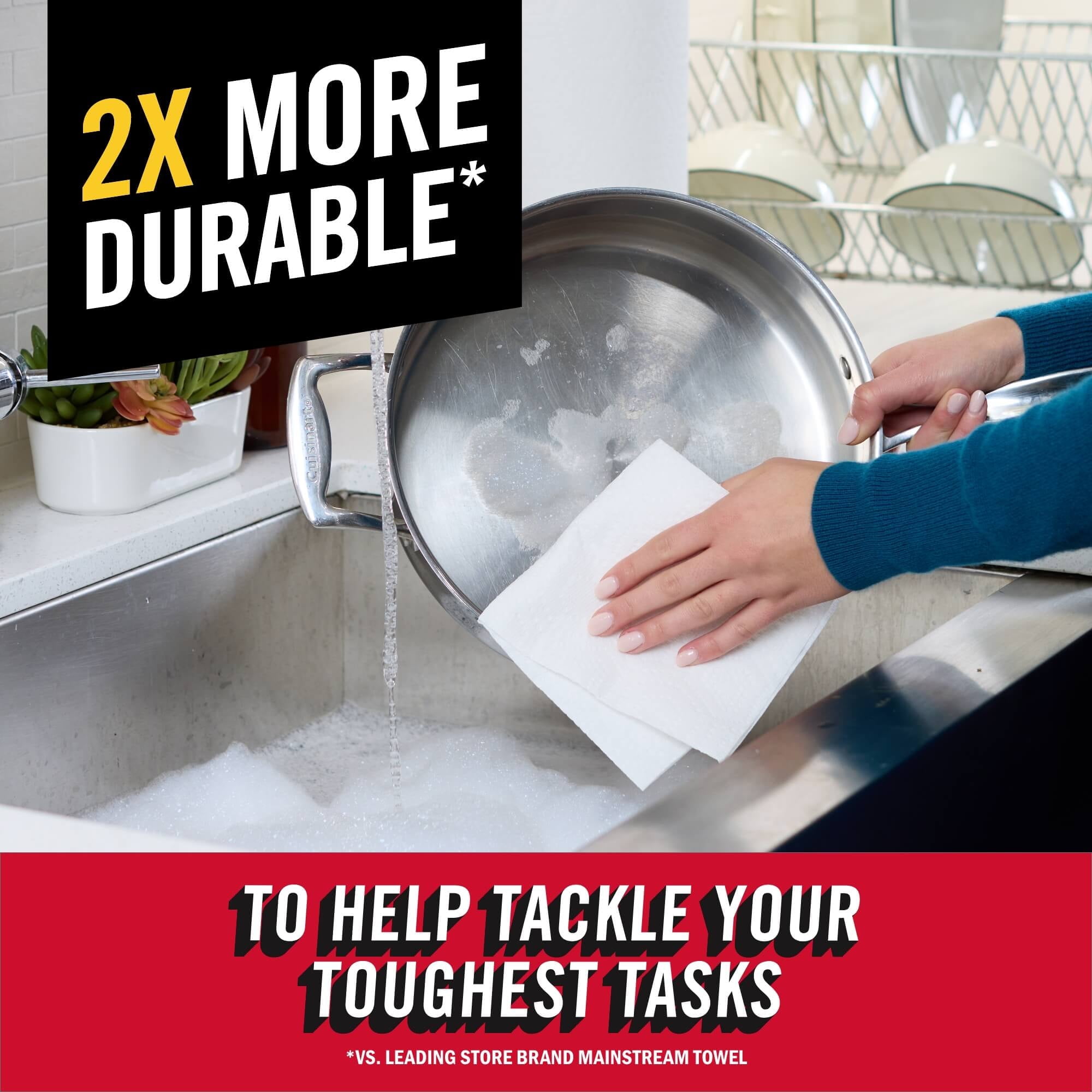 Brawny Tear-a-Square Paper Towels, 8 Double Rolls, 3 Sheet Sizes, Strong Paper Towel (2 Pack)