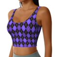 thumbnail image 2 of Fotbe purple argyle Sujetador Deportivo Largo sin Aros para Mujer con Almohadillas y Soporte Medio, Transpirable y Absorbente, Camiseta Tipo Chaleco o Tank Top-Medium, 2 of 8