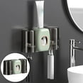 thumbnail image 2 of Wall Mounted Toothbrush Holder with Automatic Toothpaste Dispenser - Adhesive Bathroom Organizer Set Includes 2 Cups, Family Toothbrush Storage, Modern Grey Bathroom Decor, 2 of 5