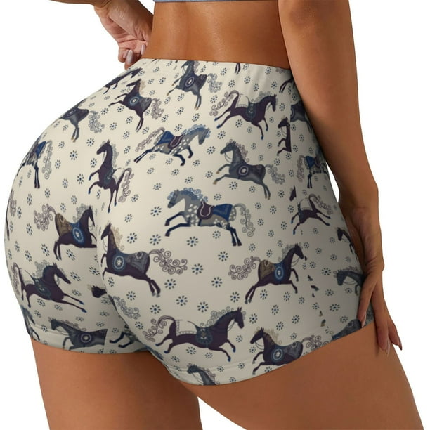 Fotbe Horse Shorts Sin Costuras – Shorts Deportivos de Cintura Alta para Mujer, Elásticos para Gimnasio, Yoga, Running o Ciclismo-Large