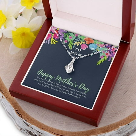 Jewelry, Necklace, Message Card, Happy Mother's Day Gift, Colorful Flowers, Alluring Beauty Necklace Gift To Mom From Daughter Son, White Alluring Necklace