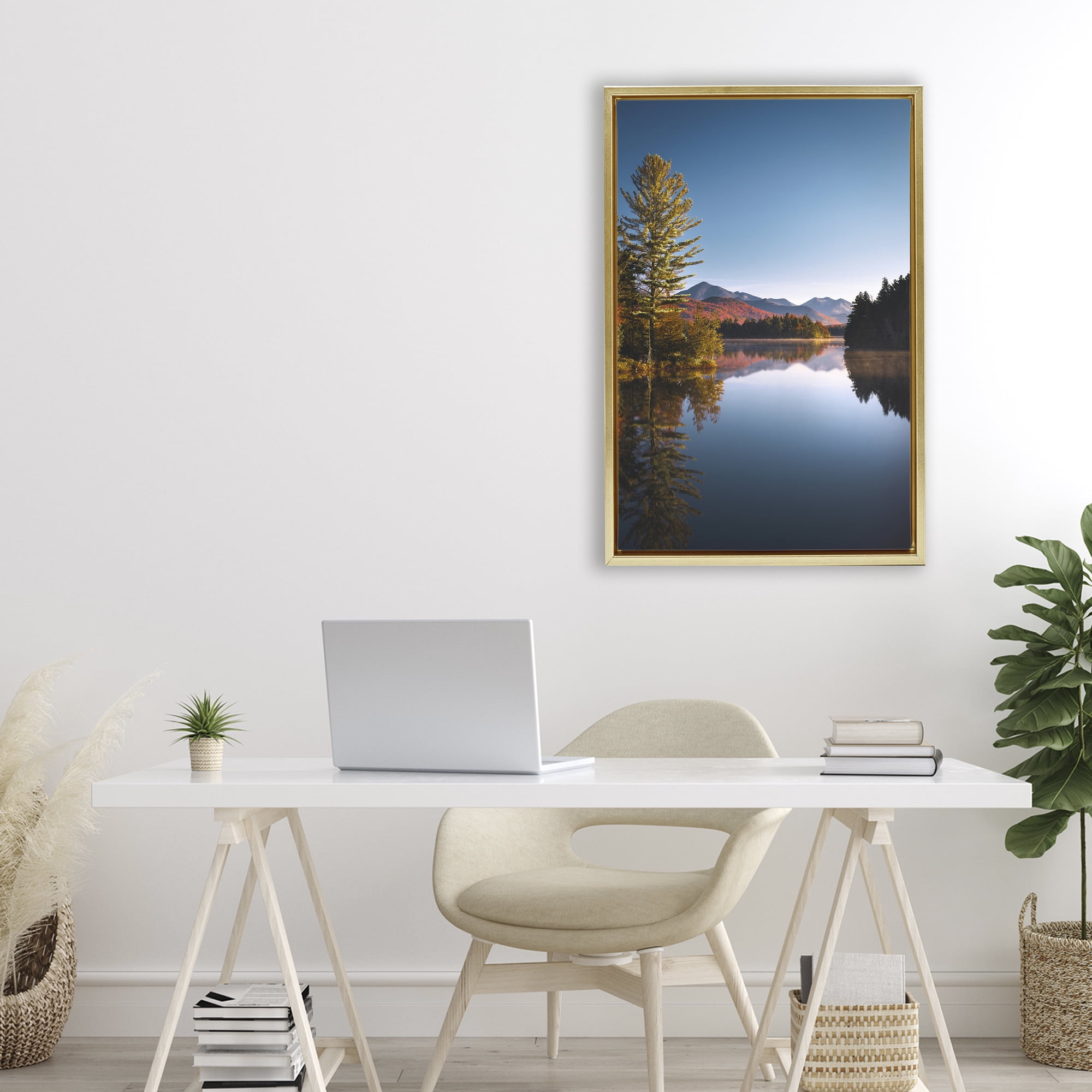 Stupell Industries Autumn Morning Wilderness Gold Framed Floater Canvas Wall Art, design by Jonathan Zaharek