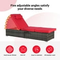 thumbnail image 3 of UHOMEPRO 2pcs Chaise Lounge Chair, Modern Rattan Wicker Outdoor Chaise Lounge Set for Patio Poolside Garden, All-Weather Recliner for Beach w/Cushion, Pillow, Back Adjustable, Steel Frame, Red, 3 of 6