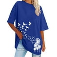 thumbnail image 4 of frariair ​Colorful Bloom Pattern Cotton T-Shirt With Relaxed Fit Design Perfect For Vacation Wear And Youthful Style Statements​ Blue, 4 of 5