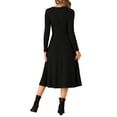 thumbnail image 3 of INSPIRE CHIC Women's V Neck Long Sleeve High Waist Button A-Line Elegant Midi Dress, 3 of 6