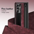 thumbnail image 7 of ShellTech for Samsung Galaxy Z Fold 7 Leather Hard PC Plating Case with Pen Holder & Slim Stylus, with Kickstand, Hinge Protection, Screen Protector, Retro Leather Protective Cover,Rose, 7 of 7