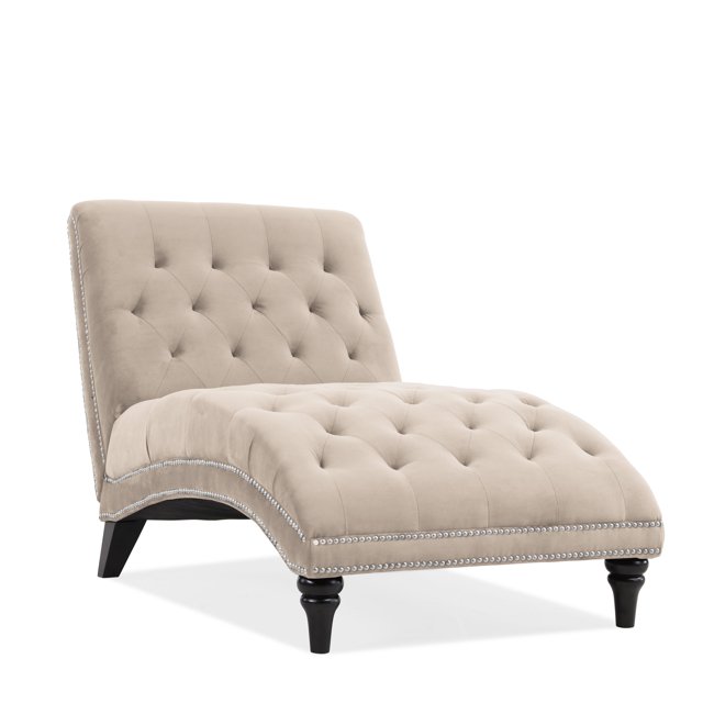 Crilly Chaise in Oatmeal Velvet