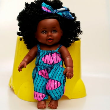 PATLOLLAV Cute Black Doll,12 Inch African Black Realistic Soft Body Baby Doll,Little Negro Doll,Baby Dolls for Toddler Baby Doll Toy,Halloween Christmas Birthday Best Gift