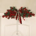 thumbnail image 4 of Guirlande de Noël Linteau Branches de Pin Artificielles avec Nœud à Carreaux Bonne Année Déco Maison Simulation Linteau de Fruits Rouges, 4 of 10