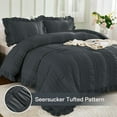 thumbnail image 2 of King Size Comforter,Dark Grey Boho Comforter Set King, Shabby Chic Bedding Set for Bed, 3 Pieces Soft Lightweight Farmhouse Comforter for All Season 104"×90", 2 of 16
