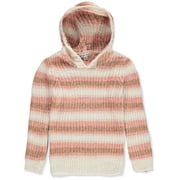Derek Heart Girls' Chenille Striped Hooded Sweater - ivory, 7