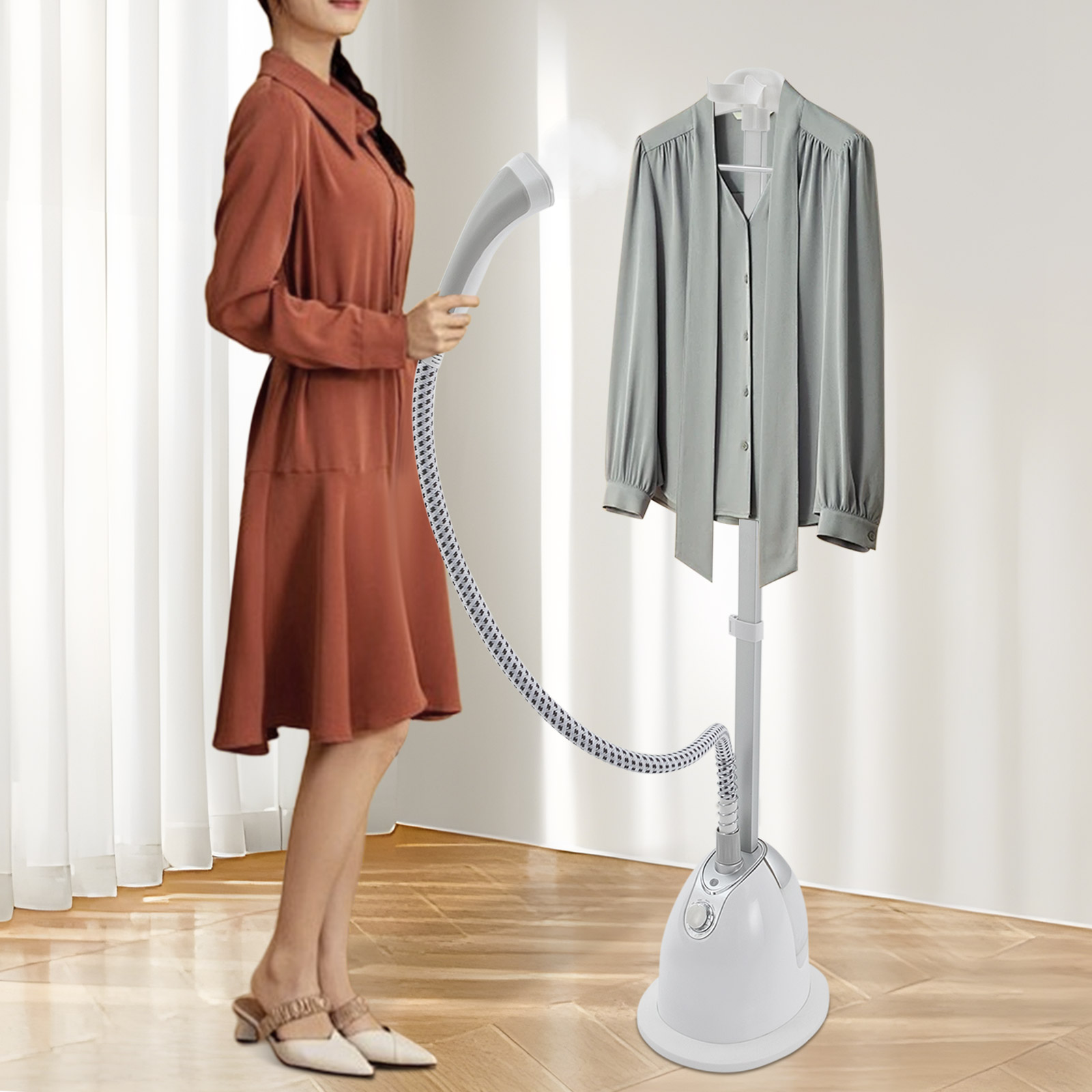 Standing Steamer for Clothes, Professional Garment Steamer with Ironing Board, Steaming Wrinkle Remover
